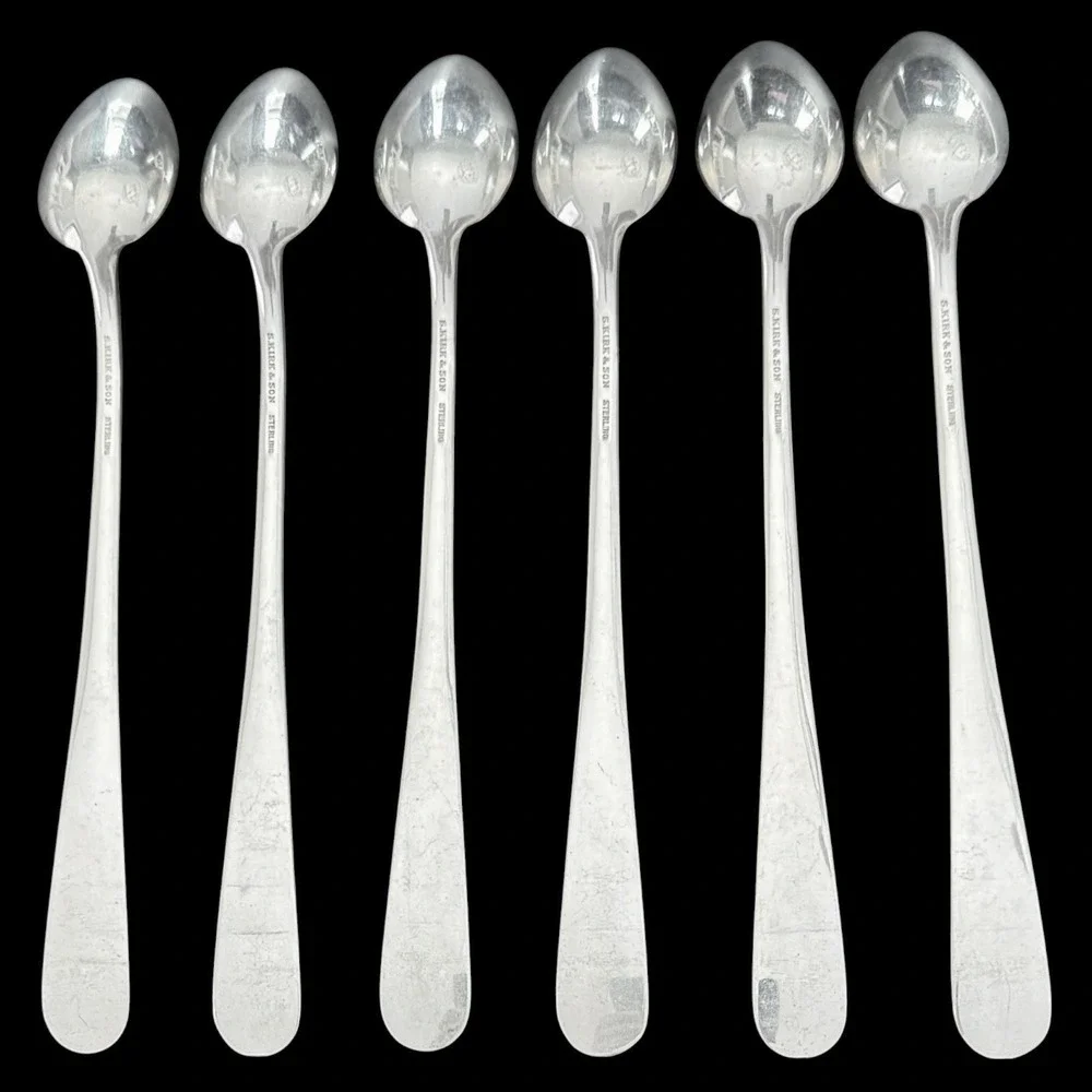 Kirk & Son Repousse Sterling Set Of 6 Iced Tea Spoons 7 3/4
